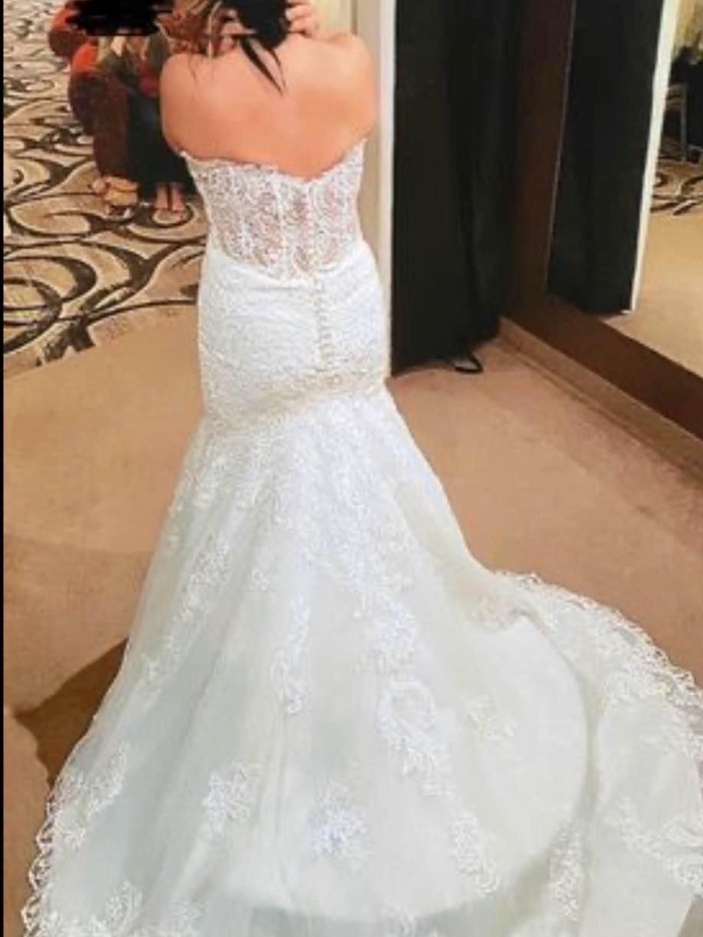 Strapless White Lace Mermaid Bridal Gown